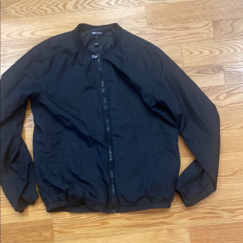ONLY & SONS Black Windbreaker Jacket Lightweight Casual